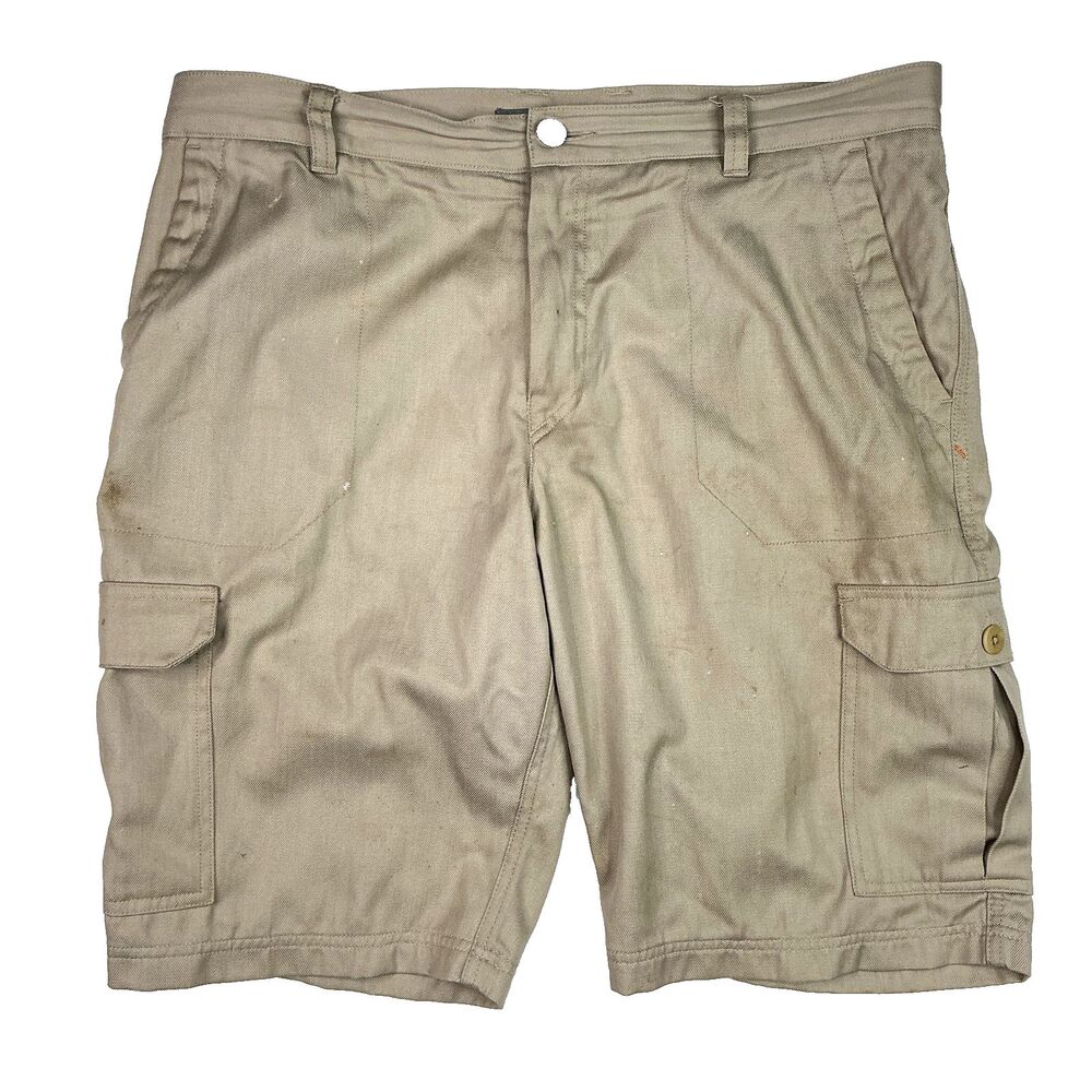 Icebreaker Mens Merino Wool Cargo Shorts Size 34 Beige *FLAWED Hiking Camping